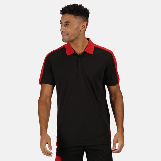 Regatta Mens Contrast Coolweave Polo Shirt (Schwarz/Klassisch Rot) - Image 3