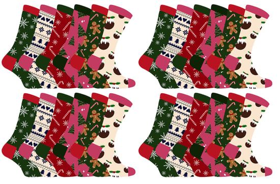 Damen Weihnachten Socken | Socken Snob | Damen bunte Neuheit Design Weihnachten Socken | Geschenk für Sie - 24 Pack - Image 1