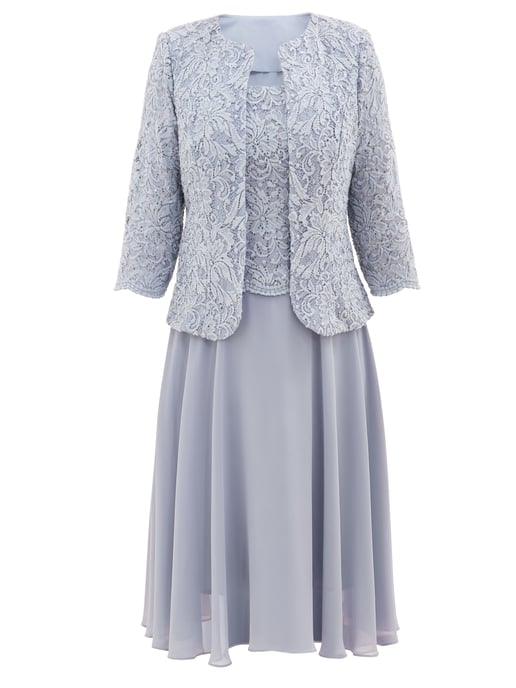 Laticia Midi Length Lace Mock Jacket Dress