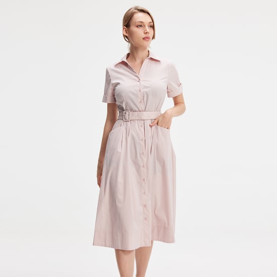 Flared cotton shirt dress
