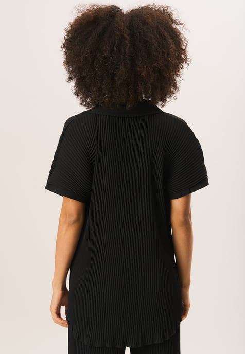 Plisse Short Sleeve Oversized Shirt