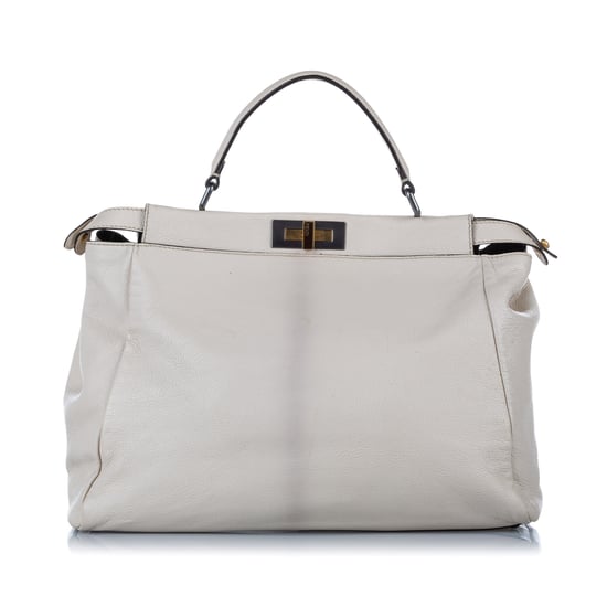 Vintage Fendi Large Peekaboo Leather Satchel White - Image 3