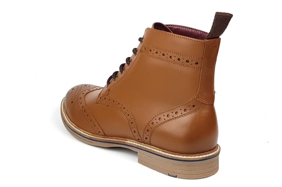 Frank James Bexley Leather Tan Brogue Mens Lace Up Boots