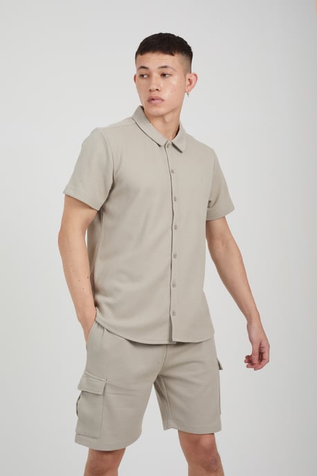 Pale Green 'Cadby' Short Sleeve Textured Shirt