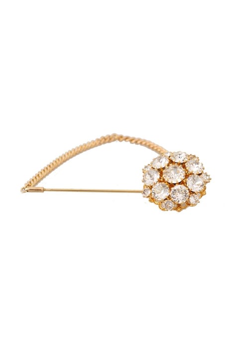 Dolce & Gabbana Women's Gold Brass Clear Crystal Chain Pin  Brooch Gold