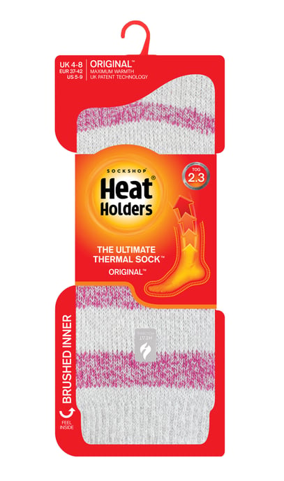 Wärmehalter - Damen Thermosocken für den Winter | Outdoor & Indoor Socken | Kuschelig & Flauschig | Geschenke für Frauen - Hellgrau / Beere (Tuscuny) - Image 2