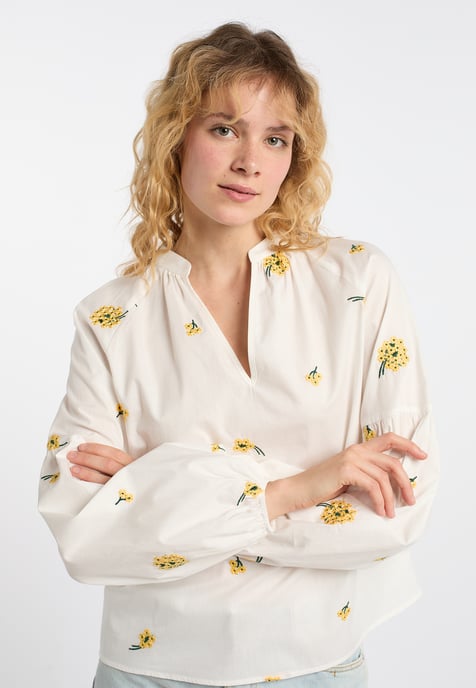 Dreimaster Tunika Damen Wollweiss Gelb - Image 5