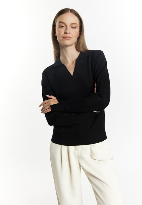 Dreimaster Strickpullover Damen Schwarz - Image 3