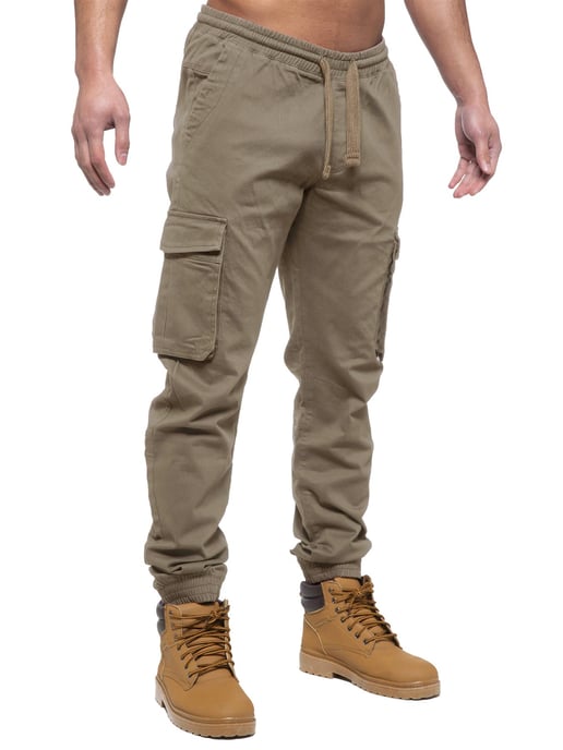 Enzo | Herren Cargo-Jogger-Jeans - Beige - Image 3