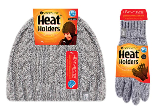 Heat Holders - Damen Mütze & Handschuhe Set für den Winter - Hellgrau - Image 2