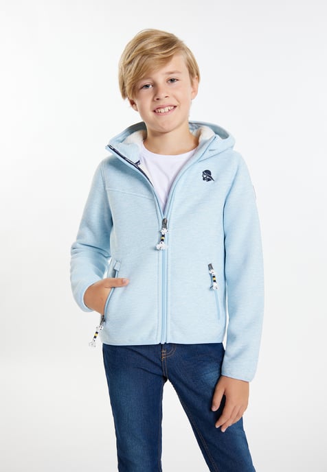 Schmuddelwedda Strickfleeceblouson Jungs Eisblau Melange - Image 3
