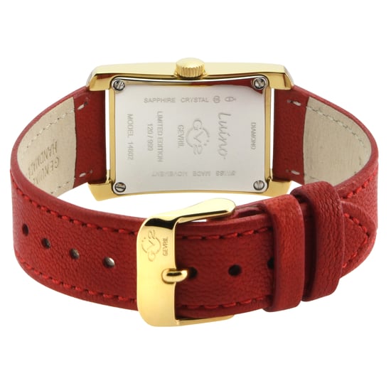 GV2 Womens Luino Diamant Weiß MOP Zifferblatt, Schweizer Quarz Echtes Italienisches Leder Rot Uhr - Image 3