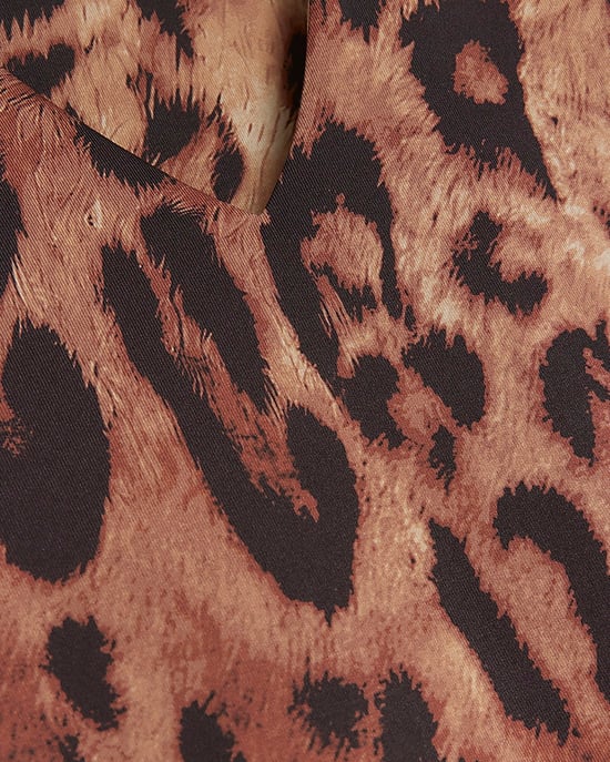 River Island Womens Bodysuit Brown Leopard Print V-Neck
