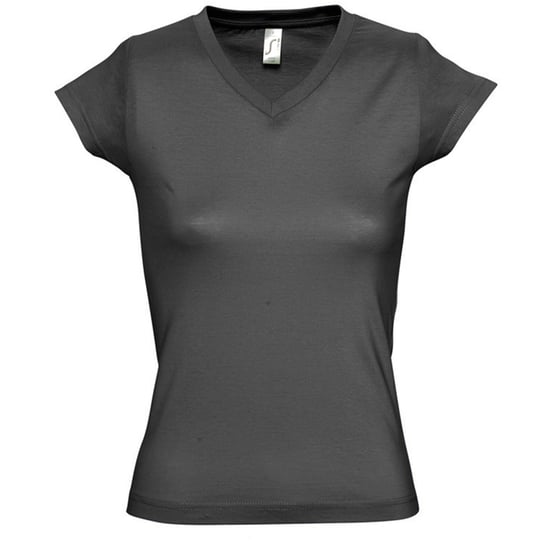 SOLs Womens/Ladies Moon V Neck Short Sleeve T-Shirt (Dunkelgrau) - Image 1