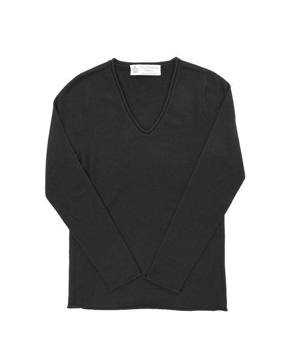 Crown Of Edinburgh Kaschmir Womens V Neck Sweater Coe 0022 Schwarz - Image 4