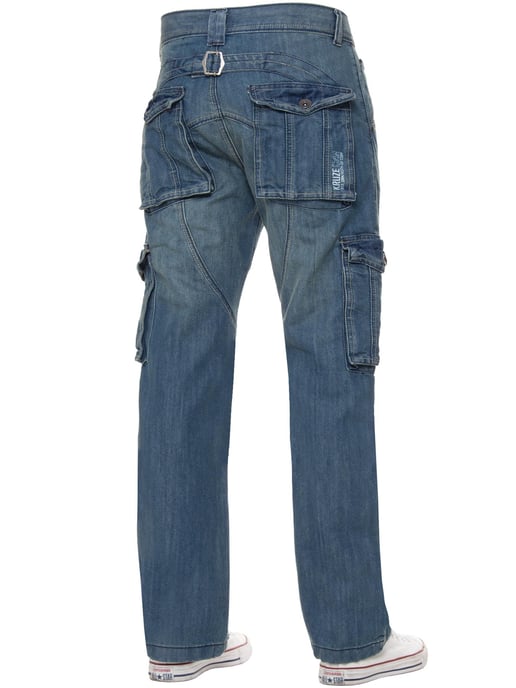 Kruze | Mens Cargo Combat Jeans - Blau - Image 2
