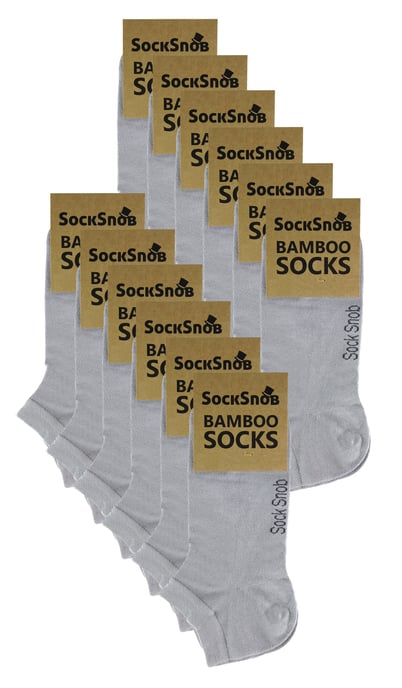 Sock Snob - 12 Paires Homme Chaussettes Sport Courtes Bambou - Gris - Image 2