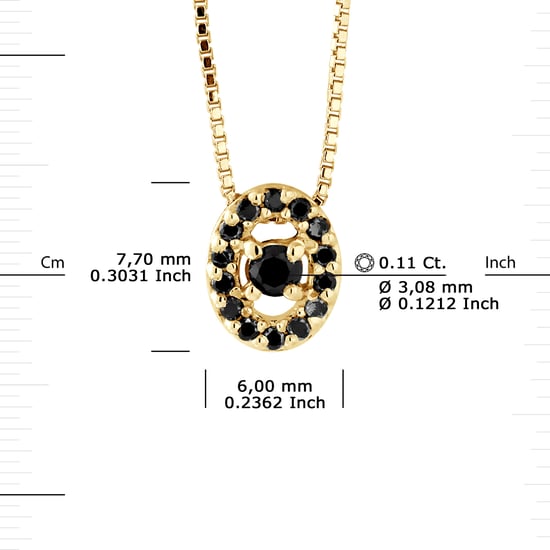 DIADEMA - Necklace with Diamonds - Black - Yellow Gold