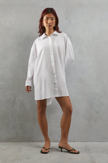 Poplin Tie Detail Relaxed Shirt Dress