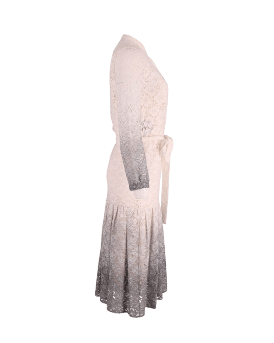 Burberry Prorsum Degrade Spitze Kleid in Ombre Weiß/Grau Triacetat - Image 2