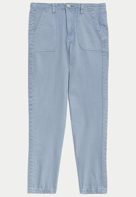 M&S Collection Damen Baumwollmischung Slim Fit Knöchel Grazer Jogger Himmelblau - Image 5