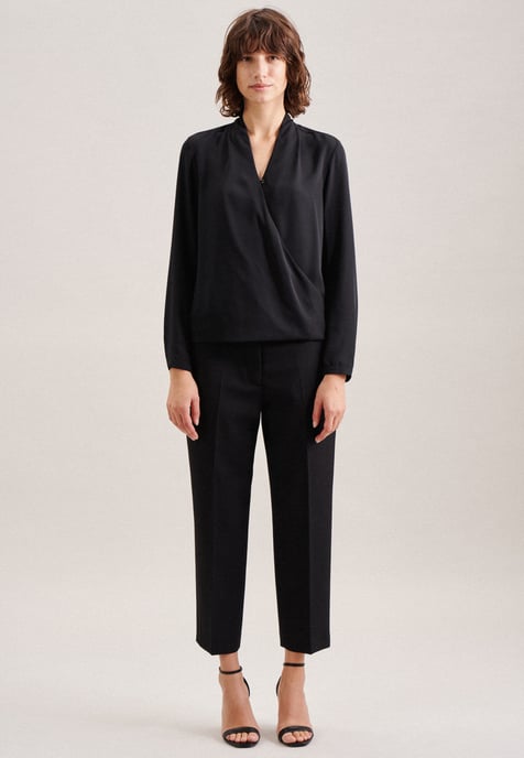 Wickelbluse Damen Schwarz - Image 5