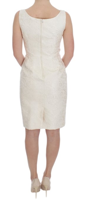 Dolce & Gabbana Damen Kleid aus weißem Brokat mit Kristallen - Image 3