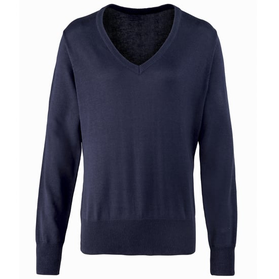 Premier Damen Strickpullover mit V-Ausschnitt (Marineblau) - Image 1