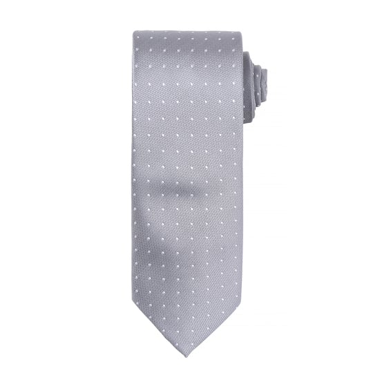 Premier Mens Micro Dot Pattern Formal Work Krawatte (Silber/ Weiß) - Image 1