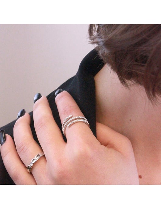 Spiralförmiger Ring - Silber und Kristall - Image 4