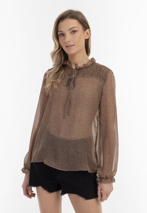 Dreimaster Bluse Damen braun-wollweiß - Image 3