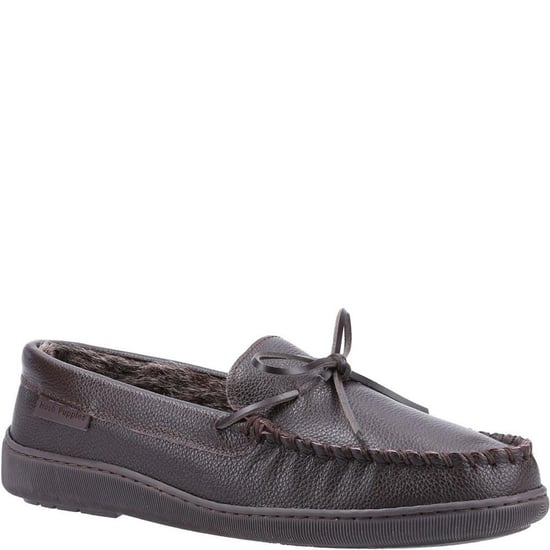 Hush Puppies Herren Ace Leder Hausschuhe (Braun) - Image 1
