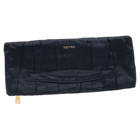 Prada Falt-Clutch aus marineblauem Satin - Image 1