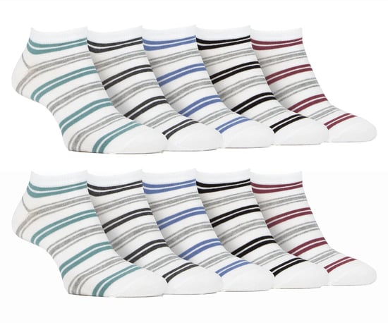 10 Paar Herren Bambus-Trainersocken | Farah | Gestreifte gepolsterte Knöchelsocken - Weißer Streifen - Image 1