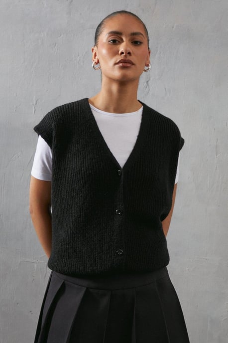 Knitted Button Through Waistcoat