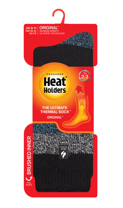 Wärmehalter - Extra dicke Herren-Thermosocken für den Winter | Warme flauschige Fleece-Isoliersocken | Geschenke für Männer - Schwarz / Blau (Lindos) - Image 2