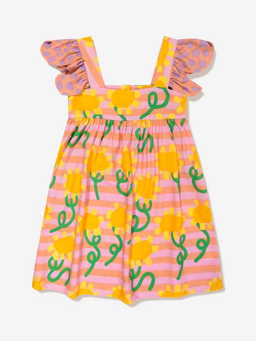 Stella McCartney Girls Striped Flower Dress in Multicolour