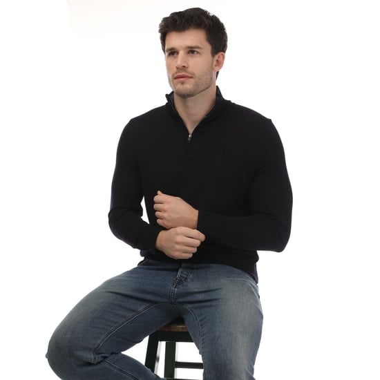 Sweat Limehas Merino Wool Core Demi-Zip Ted Baker Pour Homme en Bleu Marine - Image 4