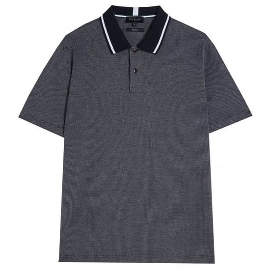 Ted Baker Arts Mini Jacquard Stitch Mens Dark Blue Polo Shirt
