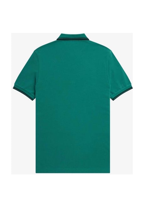 Fred Perry Schwarzes, mintgrünes Poloshirt mit Doppelstreifenkragen - Image 3