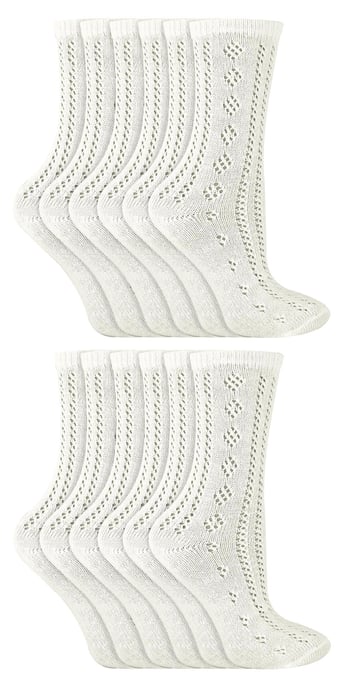12 Paar Multipack Girls Pelerine Ankle Cotton Socks - Weiß - Image 1
