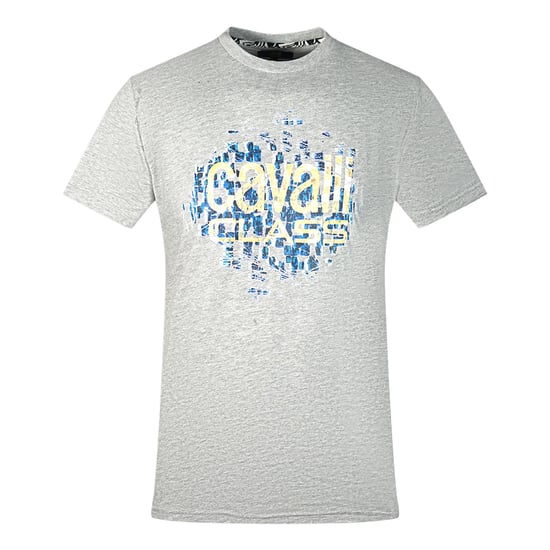 Cavalli Class Gradien Skalen Design Logo Graues T-Shirt - Image 1