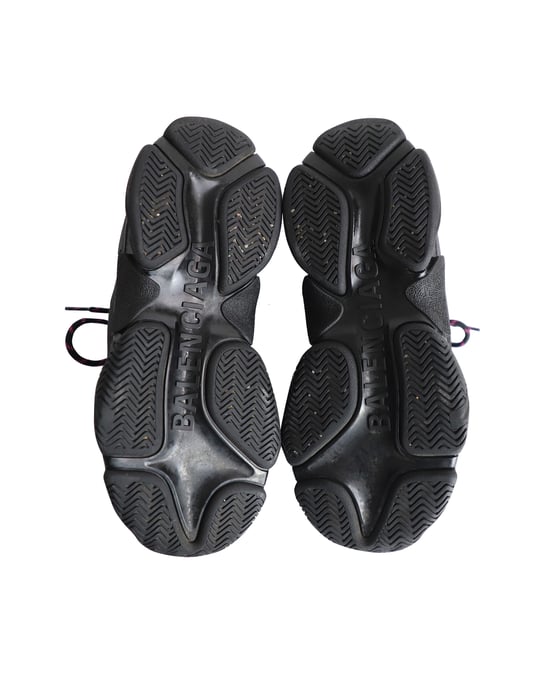 Balenciaga Triple S Allover Logo Sneakers in Black Polyurethane