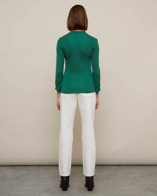 Gathered V Neck Jersey Top