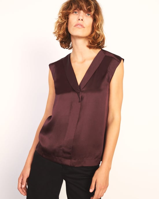 Lapel Silk Front Shirt