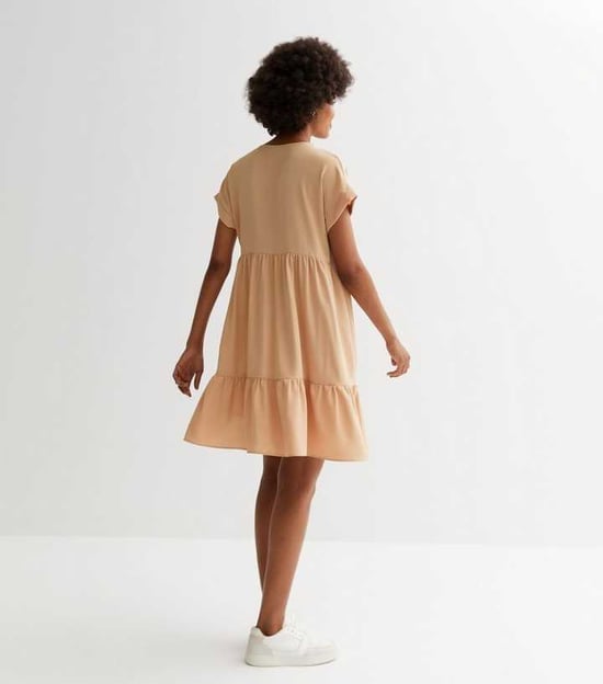 V-Neck Tiered Mini Smock Dress