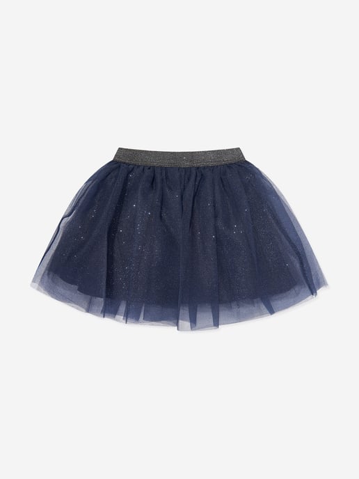 Mama Luma Girls Organza Flower Skirt in Navy