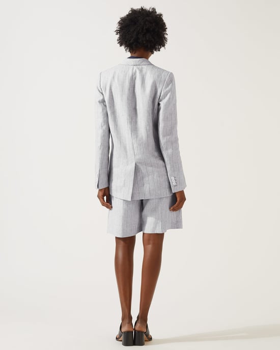 Stripe Linen Longline Blazer
