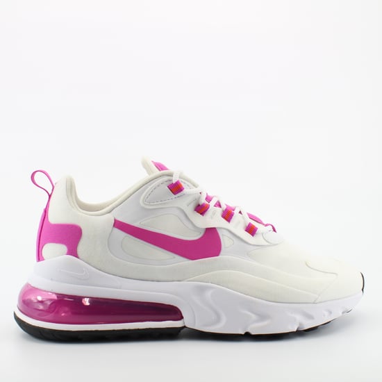 Nike Air Max 270 React White Textile Womens Lace Up Trainers CJ0619 100