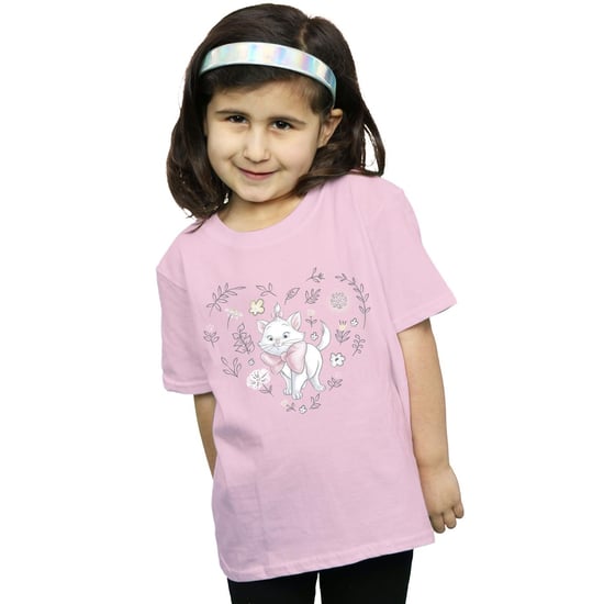 Disney Girls The Aristocats Marie Heart Cotton T-Shirt (Baby Pink)